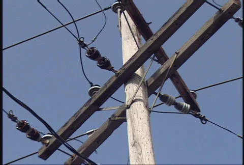 Electrical Power Lines - Pole Stock Footage 95541