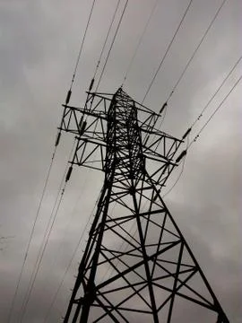 Electrical power lines support. Electromagnetic pollution. The concept of alt Stock Photos
