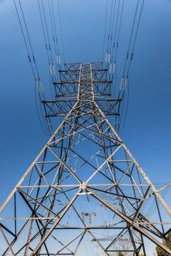 Electrical power lines tower Stock Photos