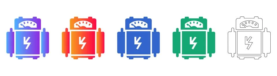 Electrical Power Meter Icons Set Stock Illustration