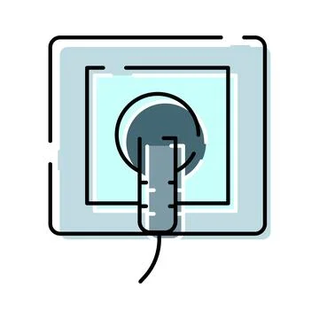 Electrical power outlet with cable plug inserted Stock Illustration