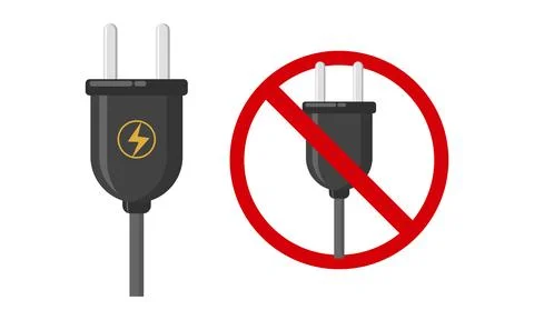Electrical Power Plug and No Connection Symbol for Safety and Energy Icons Stock Illustration