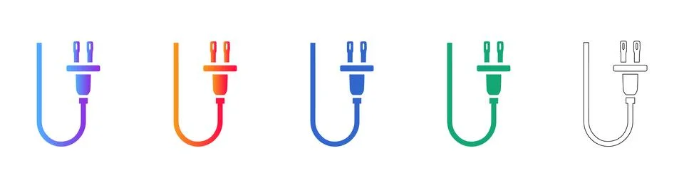 Electrical Power Plug Cable Connector Icons Stock Illustration