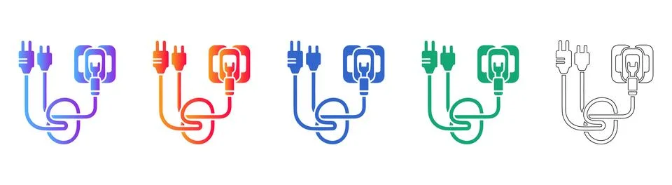 Electrical Power Plug Cable Icon Set Vector Stockillustratie
