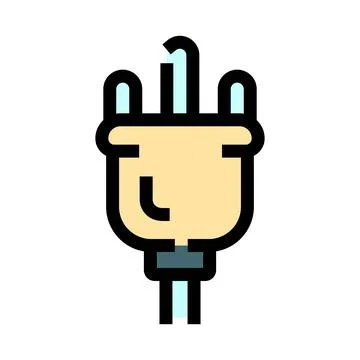 Electrical power plug connector flat line icon Stock Illustration