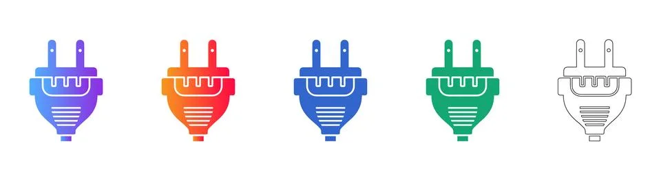 Electrical Power Plug Connector Vector Icons Stock Illustration
