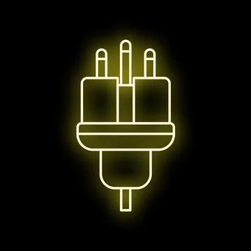 Electrical power plug glowing neon line icon Stock Illustration