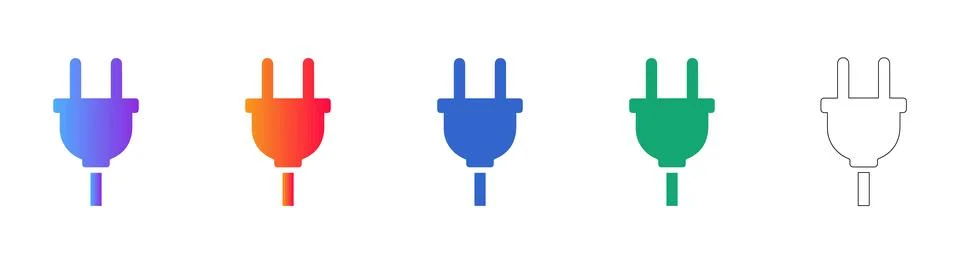Electrical Power Plug Icon Collection Stock Illustration