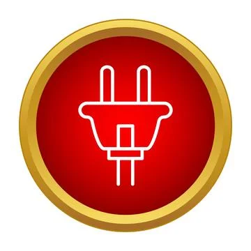 Electrical power plug icon drawing on red gold circle 库存插图