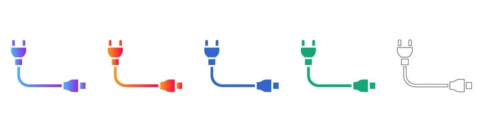 Electrical Power Plug Icon Set with Versatile Design Options Stock Illustration