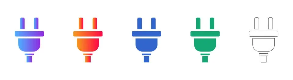 Electrical Power Plug Icon Set Stockillustratie