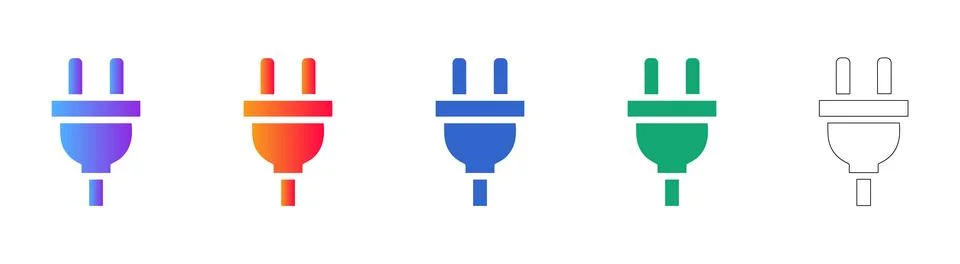Electrical Power Plug Icon Set Stockillustratie