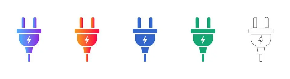 Electrical Power Plug Icon Set Stockillustratie