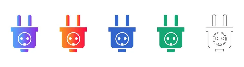 Electrical Power Plug Icons Collection Stock Illustration