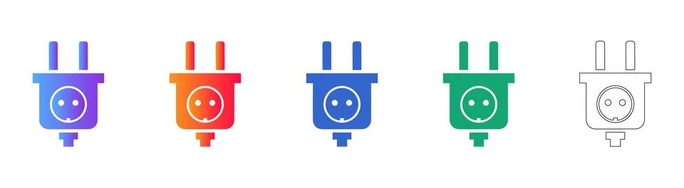 Electrical Power Plug Icons Set Stock Illustration