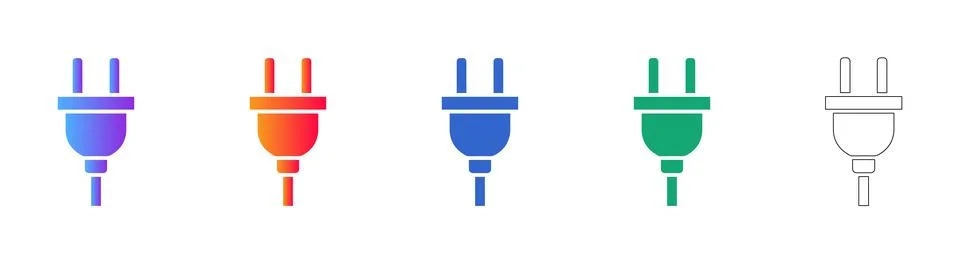 Electrical Power Plug Icons for Technology Stock Illustration
