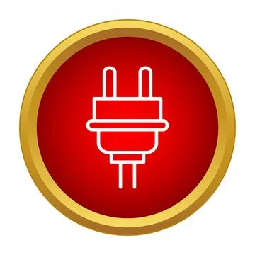 Electrical power plug outline button icon concept Stock Illustration