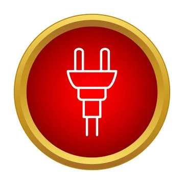 Electrical power plug outline white line icon Stock Illustration