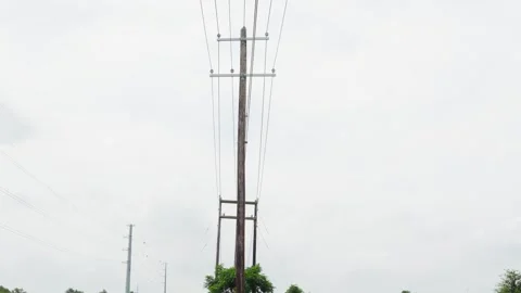 Electrical power pole near power substation Stock Footage 336619563