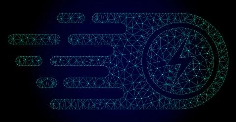 Electrical Power Polygonal Frame Vector Mesh with Fast Motion Effect Stock Illustration