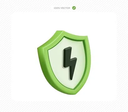 Electrical power protection shield 3d icon vector. Cyber security and energ.. Illustrazione stock