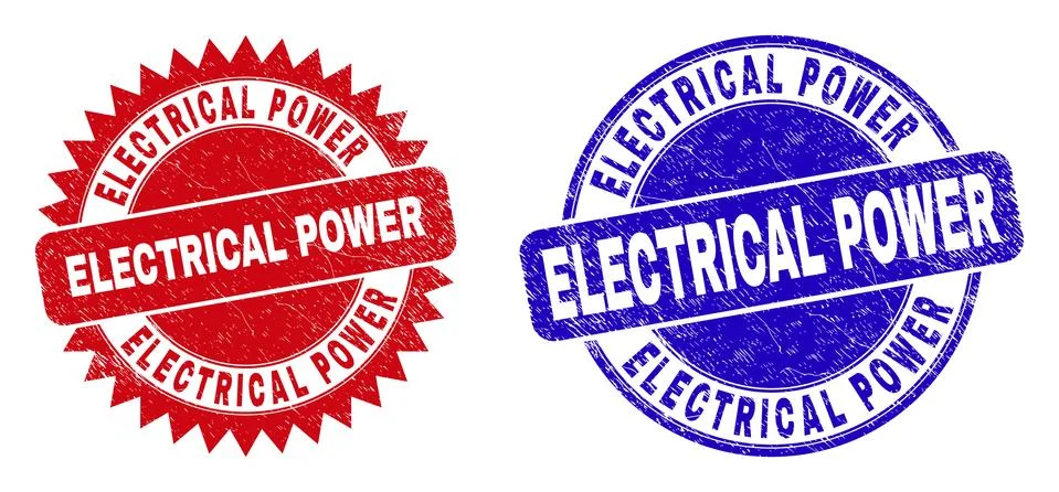 ELECTRICAL POWER Rounded and Rosette Stamps with Unclean Surface 스톡 일러스트
