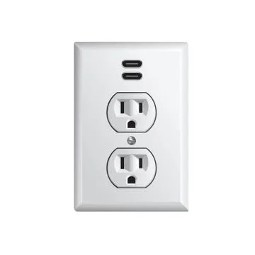 Electrical power socket with USB-C Illustrazione stock