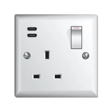 Electrical power socket with USB-C Stock Illustration