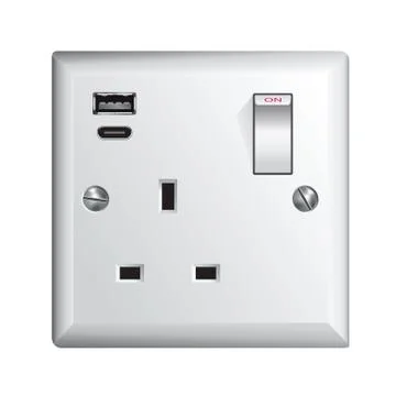 Electrical power socket with USB-C Stock Illustration