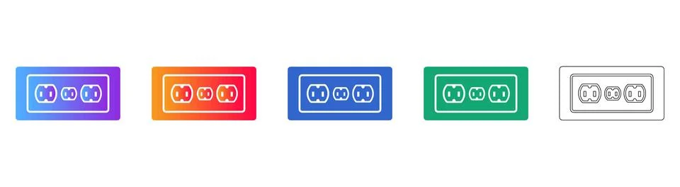 Electrical Power Socket Vector Icon Set Stock Illustration