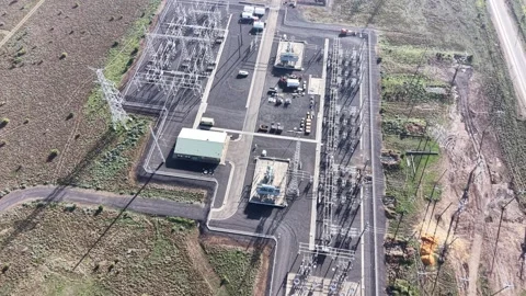 Electrical power substation aerial view from above Stock-Footage 339304284