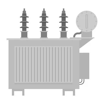Electrical Power Transformer Flat Vector Illustration Illustrazione stock