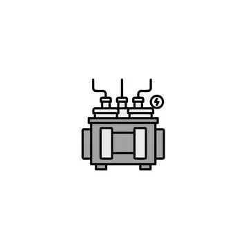 Electrical power transformer icon with lightning bolt energy symbol 库存插图