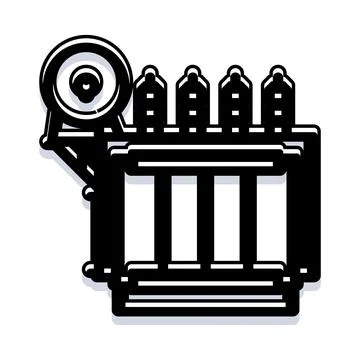 Electrical power transformer producing energy and voltage icon Stock Illustration