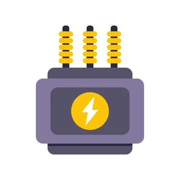 Electrical power transformer station generating voltage icon Stock Illustration