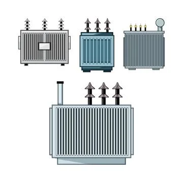 Electrical power transformers industry equipment collection Stock Illustration