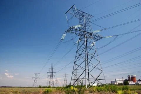 Electrical powerlines Stock Photos