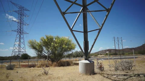 Electrical Pylons Pan Up Stock Footage 35960765