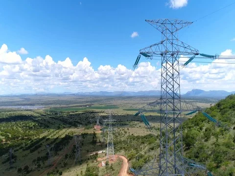 Electrical Pylons in Rural Africa Stock Footage