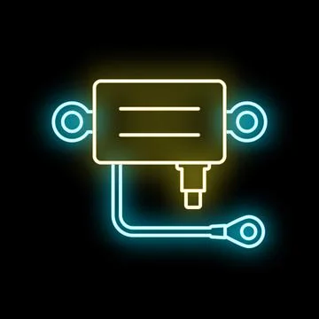 Electrical relay switch wiring component neon icon Illustration