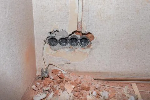 Electrical renovation works Stock Photos