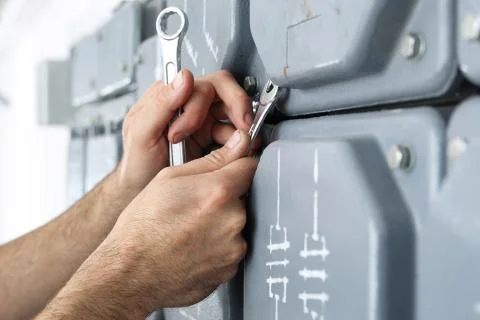 Electrical repair, switching current. Stock Photos