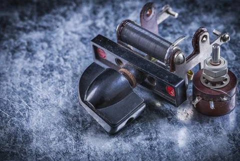 Electrical resistance Toggle switch on metallic background Electricity concept Stock Photos