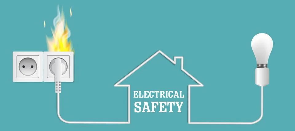 Electrical safety hazards vector poster banner design template Stock Illustration