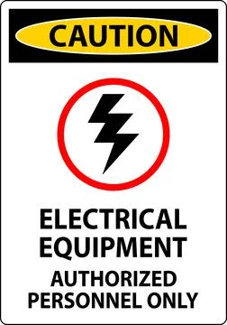 Electrical Safety Sign Caution, Electrical Equipment Authorized Personnel Onl Illustrazione stock