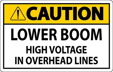 Electrical Safety Sign Caution - Lower Boom High Voltage In Overhead Lines Stock Illustration