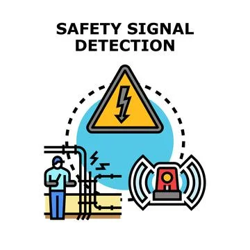 Electrical safety signal detection and automatic alarm system Illustrazione stock