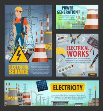Electrical service, electricity power generation Illustrazione stock