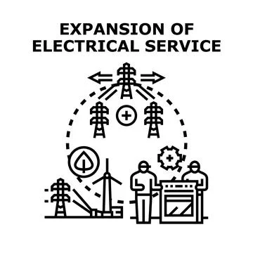 Electrical service expansion concept with renewable energy Stock Illustration