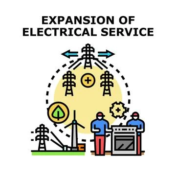 Electrical service expansion concept with renewable energy Stock Illustration